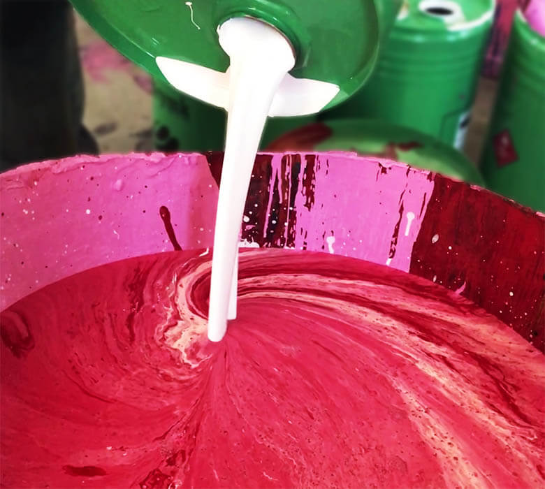 Pink paint pouring